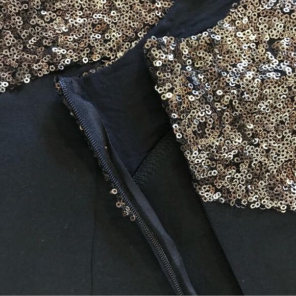 One Teaspoon Black Gold Sequin Bodycon Party NYE Graduation Holiday Dress XXS - Picture 6 of 13